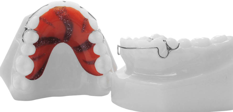 Standard Hawley Retainer with C- clasps on Bicuspids